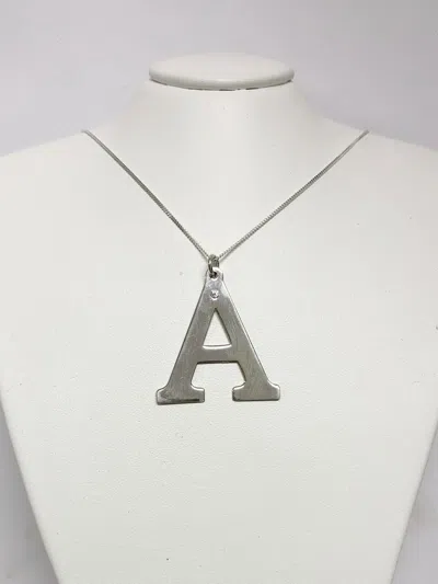 Pre-owned Kgm Diamonds Initial Necklace Pendant Big Letter A-z Charm Diamond 0.03ct Name 925 Silver In White/colorless