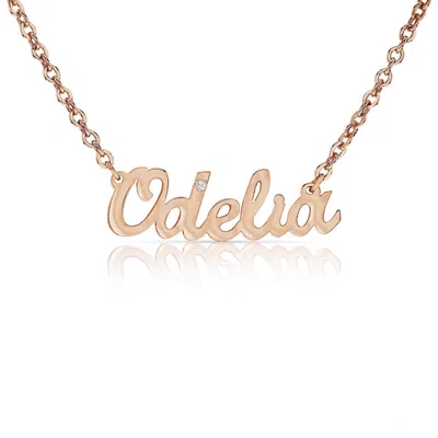 Pre-owned Kgm Diamonds Name Necklace Diamond 0.03ct Carrie 18k Gold Plated 925 Silver Personalize In White/colorless