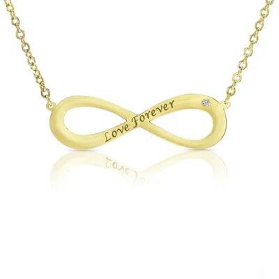Pre-owned Kgm Diamonds Name Necklace Infinity Diamond 0.03ct Personalised 18k Gold Plated 925 Custom