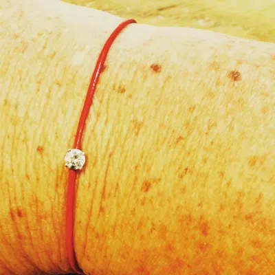 Pre-owned Kgm Diamonds Solitaire Diamond Bracelet 0.20 Ct White Gold 18k Red Leather Unisex Christmas