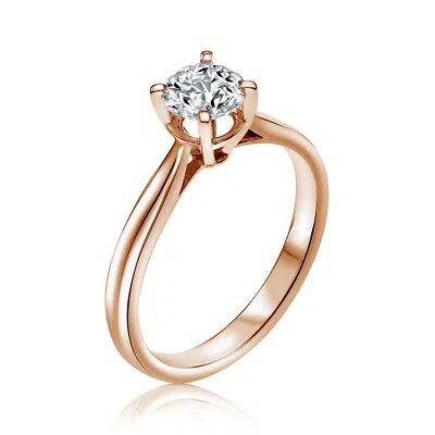 Pre-owned Kgm Diamonds Solitaire Diamond Ring Gia Round Natural 0.75 Ct Rose Gold Engagement Valentine