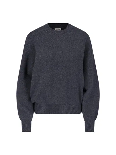 Khaite 100% Cashmere Crewneck Sweater In Gray