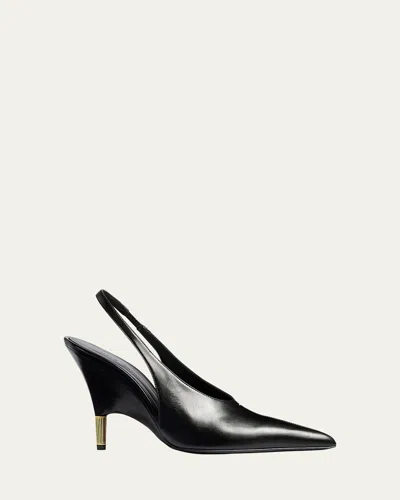 Khaite 100mm Bella Leather Slingback Pumps In Black