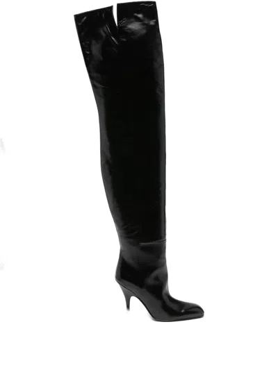 Khaite Colt Leather Over-the-knee Boots In Black