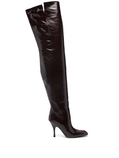 Khaite 100mm Colt Over-the-knee Boots In Red