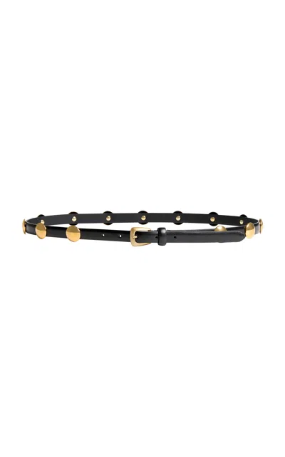 Khaite 15mm Gold Benny Belt With Studs In Black