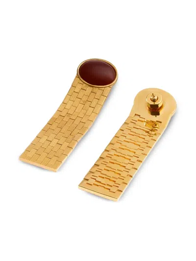 Khaite 18k Gold Plated Brass Earrings In Burgundy