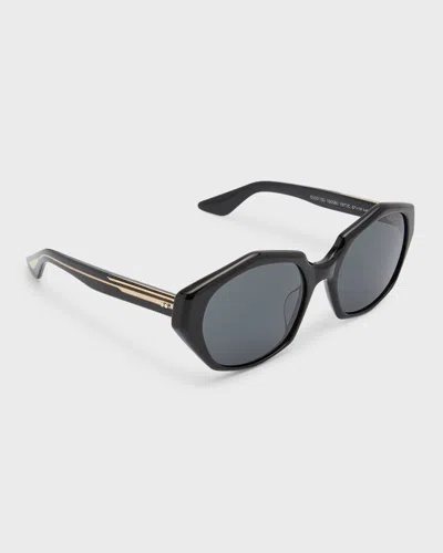 Khaite 1971c Black Round Acetate Sunglasses