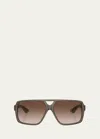Khaite 1977c Gradient Acetate & Plastic Sunglasses In Taupe