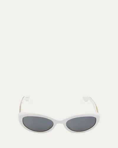 Khaite 1979c White Acetate Oval Sunglasses In Gray