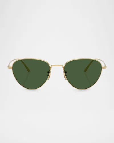 Khaite 1991c Steel Aviator Sunglasses In Brown
