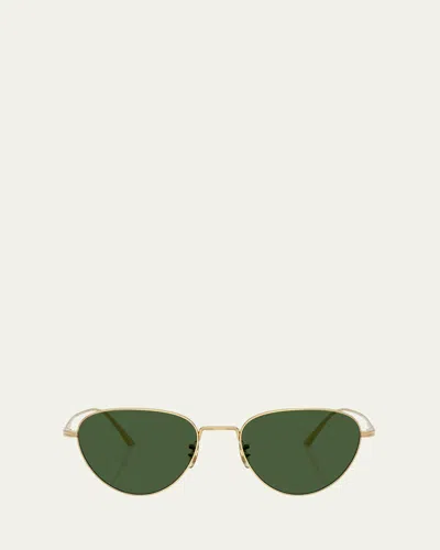 Khaite 1991c Steel Aviator Sunglasses In Gold2