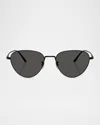 Khaite 1991c Steel Aviator Sunglasses In Matte Black