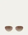 Khaite 1991c Steel Aviator Sunglasses In White
