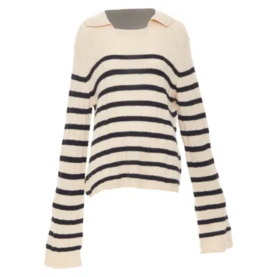 Pre-owned Khaite 2022 Mateo Black Stripe Cashmere Sweater In Beige