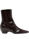 Khaite 30mm Sybil Leather Ankle Boots In Red