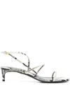 Khaite Strappy Python-embossed Kitten Sandals