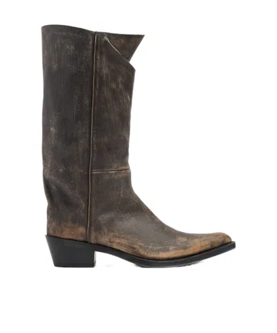 Khaite 35mm Clive Slouchy Cowboy Boots -  - Women  - Vintage Black - 36 It In Brown