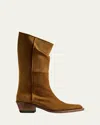 Khaite 35mm Clive Suede Mid-calf Boots In Animal Print