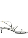 Khaite Strappy Python-embossed Kitten Sandals In Neutrals