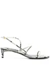 Khaite Loop Snake-effect Leather Sandals In Nude