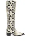 Khaite Andee Snake-effect Leather Knee Boots In Neutrals