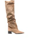 Khaite 40mm Andee Suede Knee Boots In Neutral