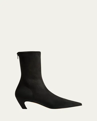 Khaite Leather Arizona Heeled Ankle Boots 40 In Black