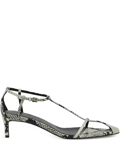 Khaite Bella T-strap Python-effect Leather Sandals In Animal Print