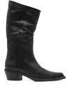 Khaite 45mm Leather Pointed-toe Boots In Black