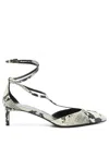 Khaite Mia Snake-effect Leather Kitten-heel Pumps In Grey