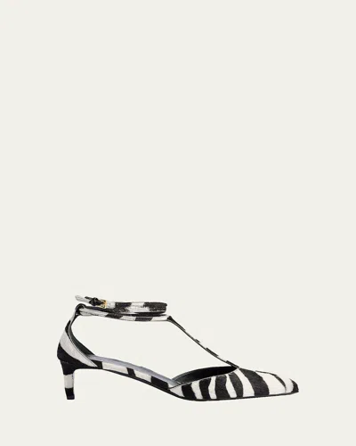 Khaite 45mm Mia Zebra Calf Hair Pumps In Black