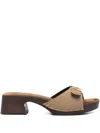Khaite Britt Buckled Calf Hair Mules In Neutral