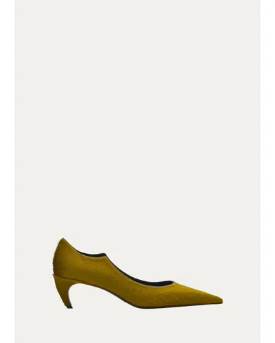 Khaite 50mm Valerie Calf Hair Pumps In Green