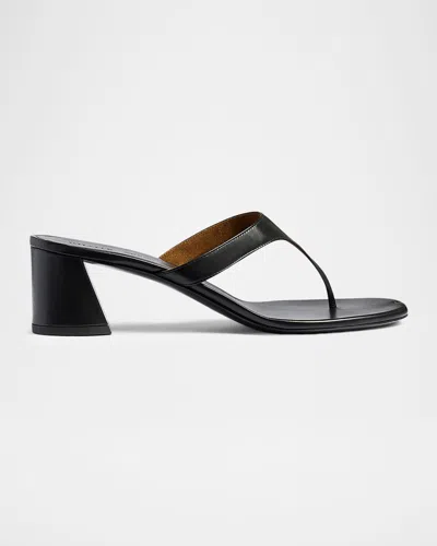 Khaite 55mm Archer Leather Thong Sandals In Black