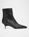 Khaite 55mm Bella Leather Ankle Boots In Black