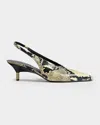 Khaite Bella 55 Python Print Leather Slingback Pumps In Gray