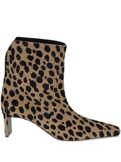 Khaite Ona Square Toe Ankle Boots In Animal Print