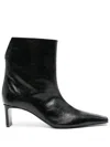 Khaite Ona Leather Stiletto Ankle Boots In Black
