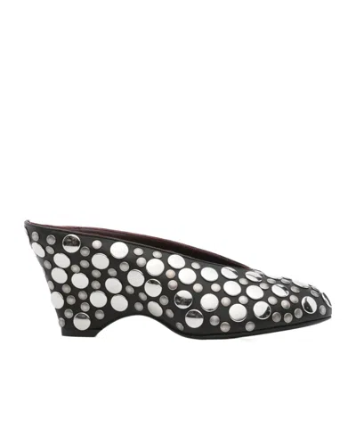 KHAITE 70MM METALLIC-STUDDED HEELED MULES