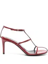 Khaite Leather T-strap Sandals In レッド