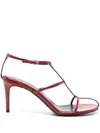 Khaite Leather T-strap Sandals In Red