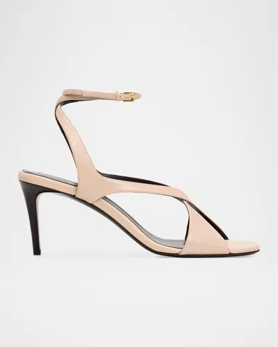 Khaite 75mm Liria Leather Ankle-strap Sandals In Neutral