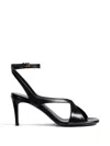 Khaite Liria Leather Crisscross Wrap Ankle-strap Sandals In Black