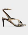 Khaite 75mm Liria Snake-embossed Leather Ankle-strap Sandals In Animal Print