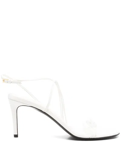 Khaite Loop Bead-embellished Leather Sandals In White