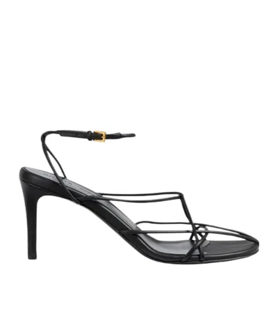 Khaite 75mm Loulou Leather Sandals In Black