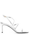 Khaite 75mm Metallic-effect Sandals In Silver