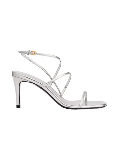 Khaite 75mm Metallic-effect Sandals In Silver