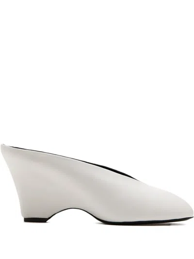 Khaite 75mm Open-toe Wedge Sandal In White